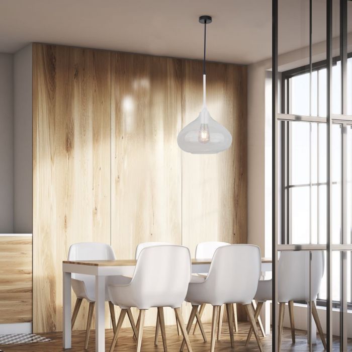 LED E27 PENDANT MODERN SLEEK WHITE 28.5X44X100 GLASS + METAL