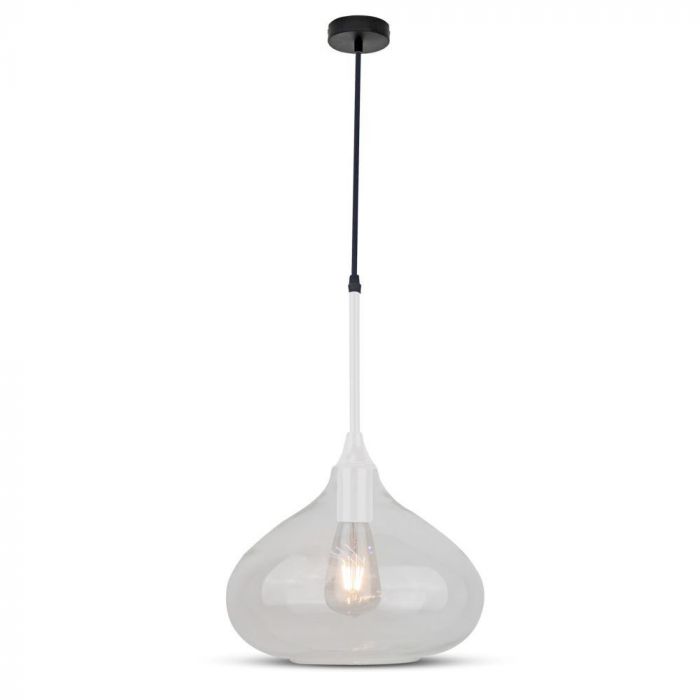 LED E27 PENDANT MODERN SLEEK WHITE 28.5X44X100 GLASS + METAL