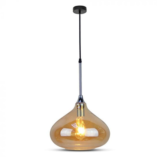 LED E27 PENDANT MODERN SLEEK AMBER 28.5X44X100 GLASS + METAL