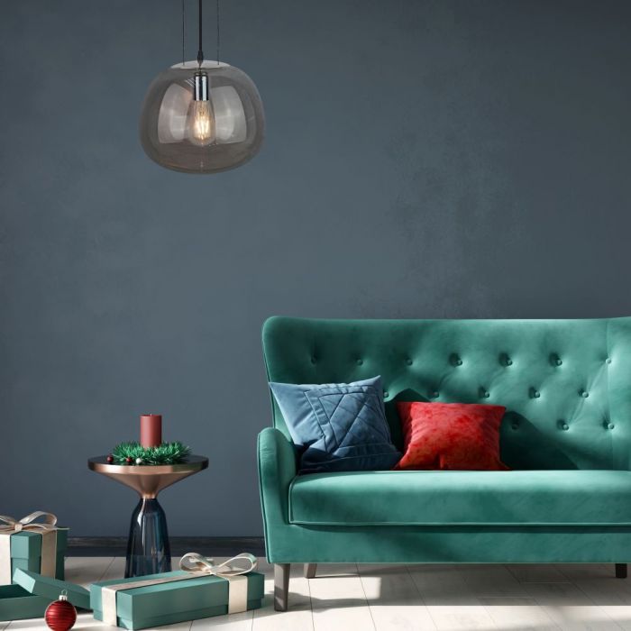 Pendant Light Modern Glass Grey 3 Wire Suspension 380mm