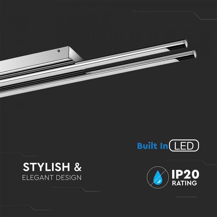 LED Pendant Designer Sleek Double Ceiling Chrome 36W DL 2700lm 94X12X6 STAINLESS STEEL + METAL