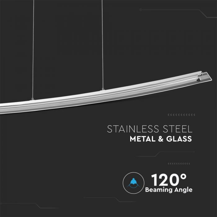 18W Designer Bend Glass Chandelier Light Chrome Natural White
