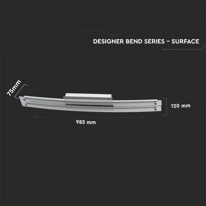 LED Pendant Designer Bend Double Ceiling Chrome 36W DL 2700lm 99X12X8 STAINLESS STEEL+METAL+Glass
