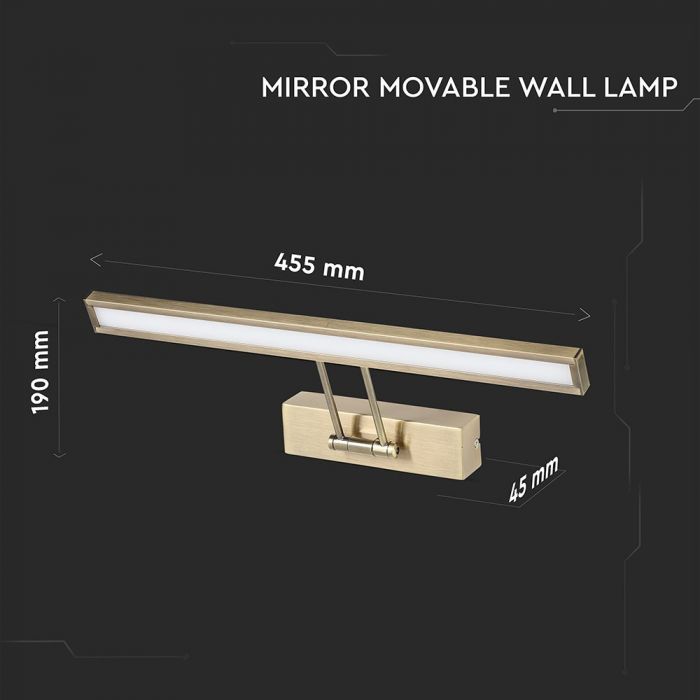 8W LED Picture/Mirror Lamp Golden Natural White