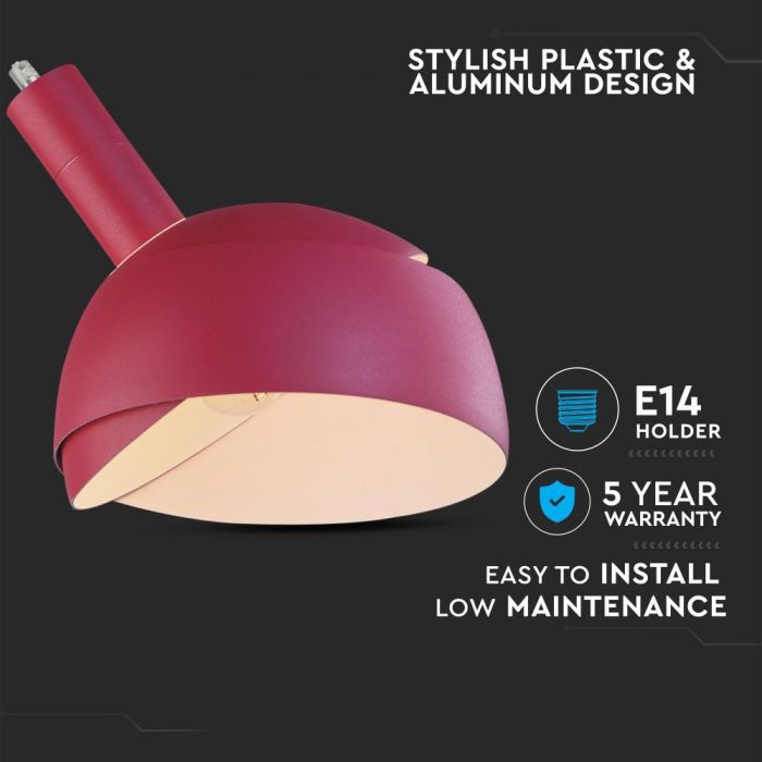 Plastic Pendant Lamp Holder E14 Slide Aluminium Shade Pink