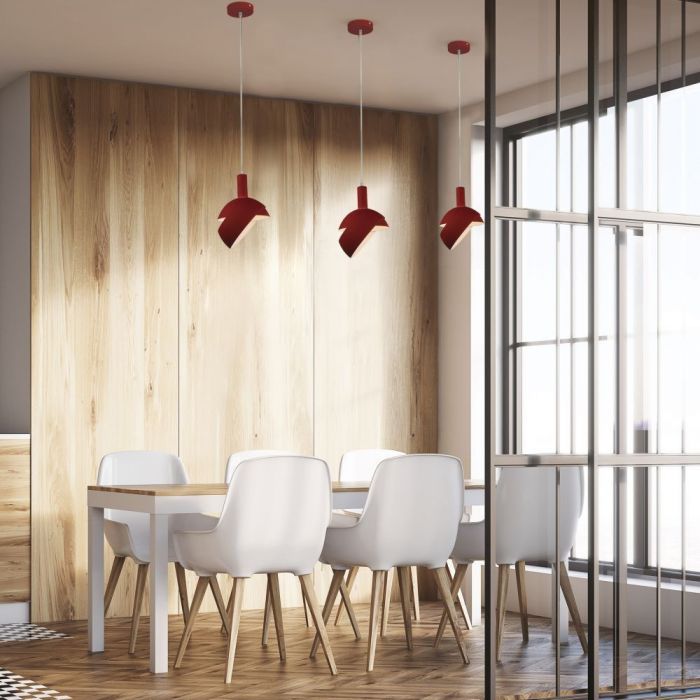 LED E14 PENDANT WITH SLIDE ALUMINUM LAMPSHADE 18X10X120 RED