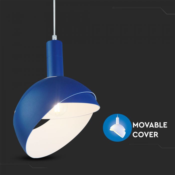 Plastic Pendant Lamp Holder E14 Slide Aluminium Shade Blue