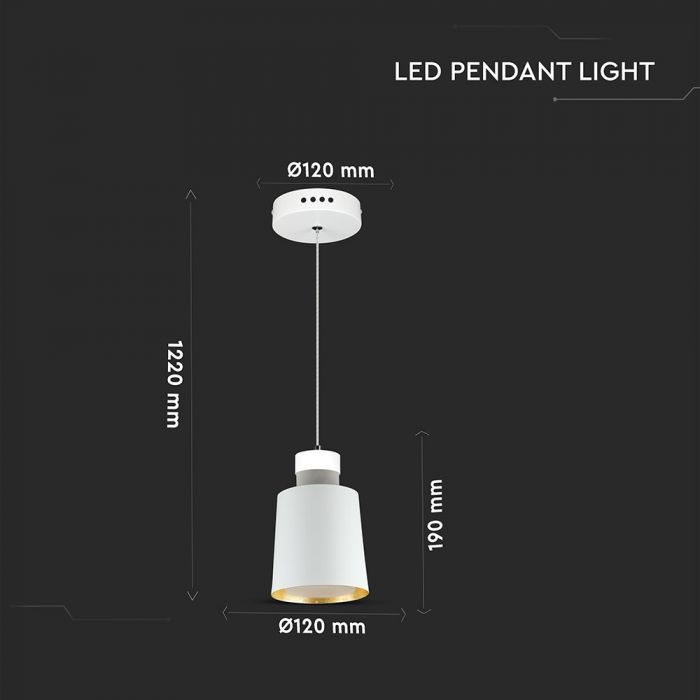 LED E27 PENDANT WHITE 7W 400lm DL 120° 12X19X122 IRON+ACRYLIC