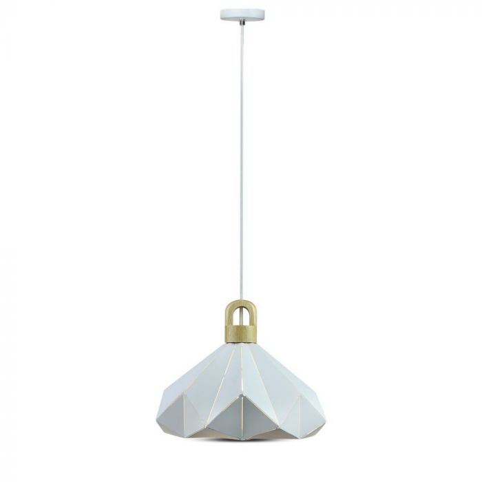 LED E27 PENDANT WOODEN PASTEL PRISM WHITE 32X27 METAL