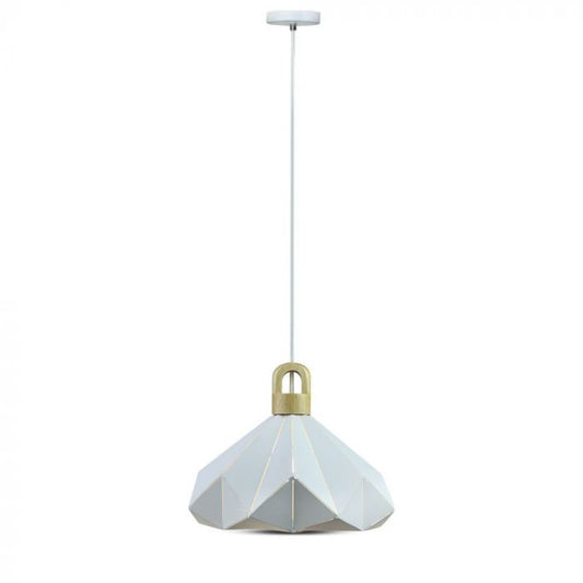 LED E27 PENDANT WOODEN PASTEL PRISM WHITE 32X27 METAL