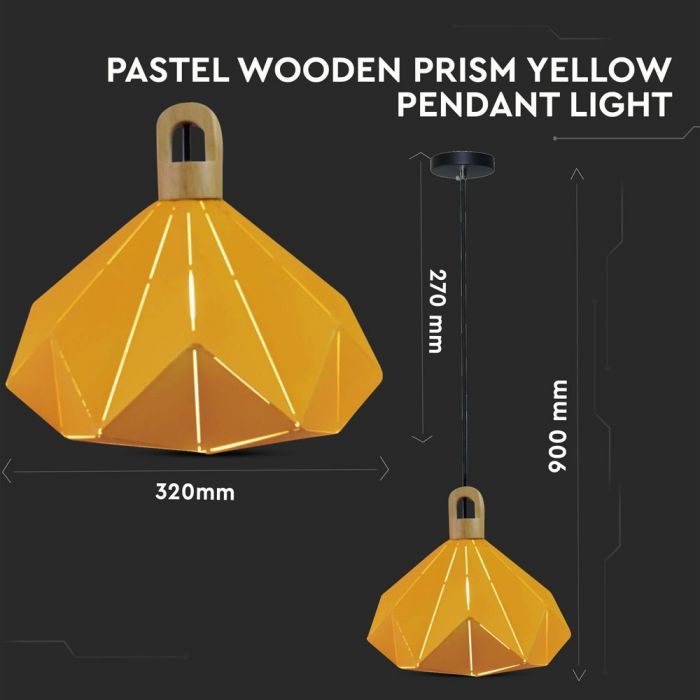 Pendant Light Pastel Wooden Prism Yellow 320 x 270 mm