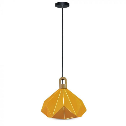 LED E27 PENDANT WOODEN PASTEL PRISM YELLOW 32X27 METAL