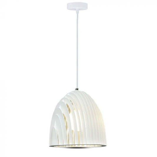 LED E27 PENDANT CONE PRISM WHITE 25X27 METAL