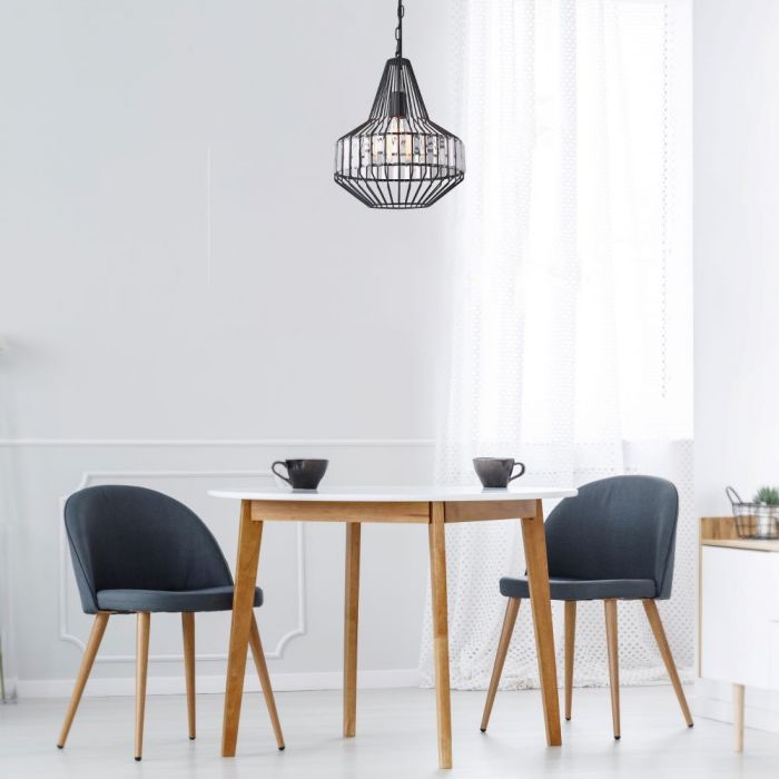 LED E27 PENDANT W/CRYSTEL (TOP) BLACK 30X36 METAL