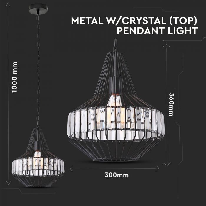 Pendant Light Metal W/Crystal Top