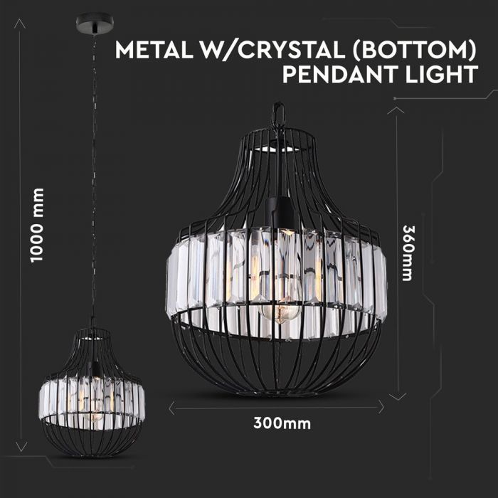 Pendant Light Metal W/Crystal Bottom