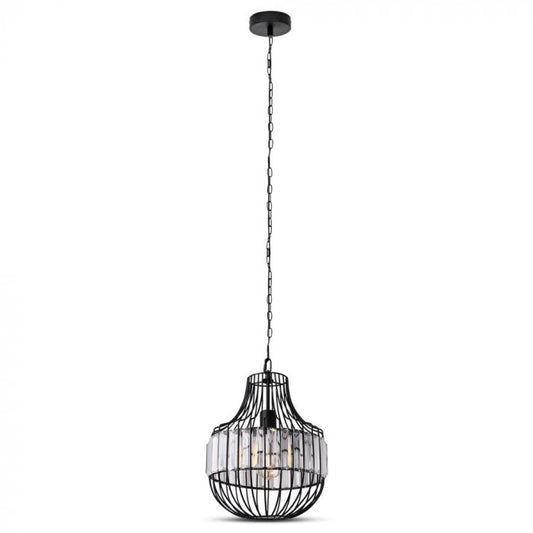 LED E27 PENDANT W/CRYSTEL (BOTTOM) BLACK 30X36 METAL