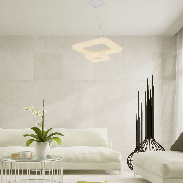 LED PENDANT DESIGNER SQUARE HANGING 68W COLOR CHANGE 6000lm 120° 600X300 PC WHITE DIMMABLE