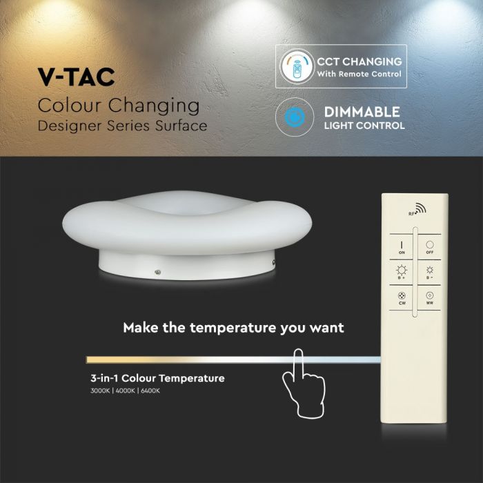 LED PENDANT DESIGNER ROUND SURFACE 32W COLOR CHANGE 3100lm 120° 46X12 PC WHITE DIMMABLE