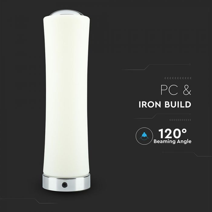 LED DESIGNER TABLE LAMP 18W WW 1200lm 120° 125X420 PC+IRON WHITE TOUCH DIMMABLE A++