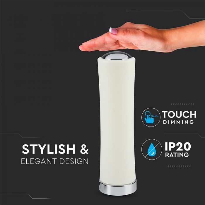 LED DESIGNER TABLE LAMP 18W WW 1200lm 120° 125X420 PC+IRON WHITE TOUCH DIMMABLE A++