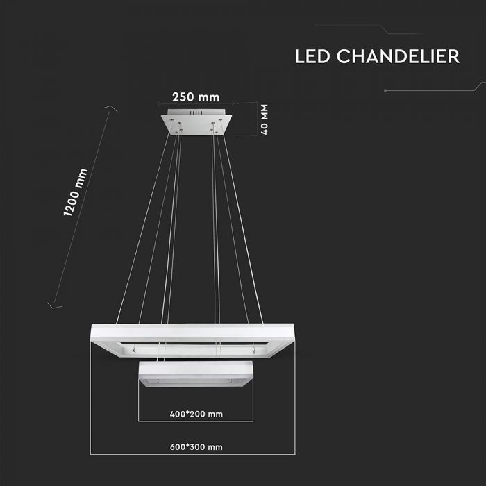 LED SOFT LIGHT CHANDELIER HANGING 2 STEP 100W WW 7500lm 120° 40X60 WHITE DIMMABLE