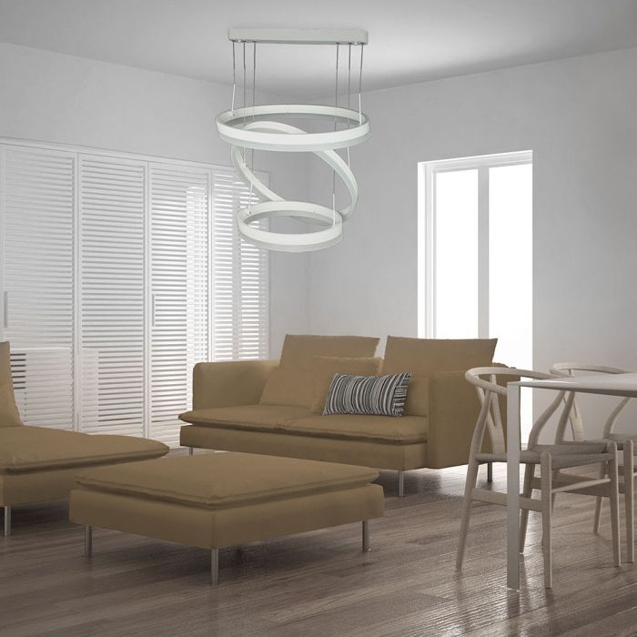 LED SOFT LIGHT CHANDELIER HANGING 3 STEP 92W WW 5925lm 120° 40X50X60 WHITE DIMMABLE