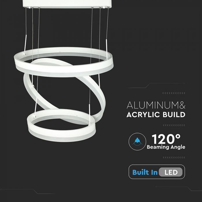 LED SOFT LIGHT CHANDELIER HANGING 3 STEP 92W WW 5925lm 120° 40X50X60 WHITE DIMMABLE