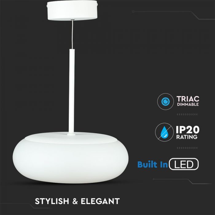 LED DESIGNER HANGING PENDANT 25W 2100lm WW 120° 350X2000 TRIAC DIMMABLE