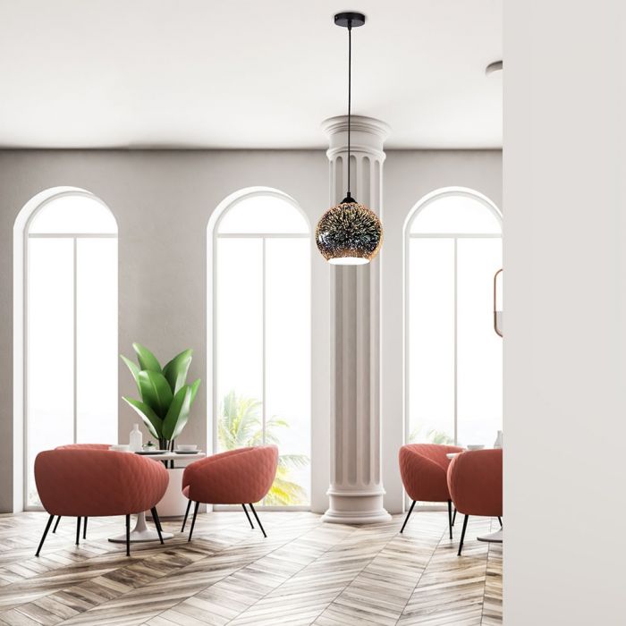 LED E27 PENDANT WITH 3D GLASS LAMPSHADE 250X240X1250