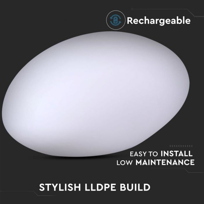 LED STONE LIGHT RGBW RECHARGEABLE 1W 18lm 28X21X17 LLDPE WHITE IP65 DIMMABLE
