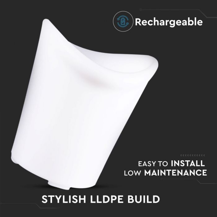 LED ICE BUCKET LIGHT RGBW RECHARGEABLE 1.5W 54lm 29X33X35 LLDPE WHITE IP54 DIMMABLE