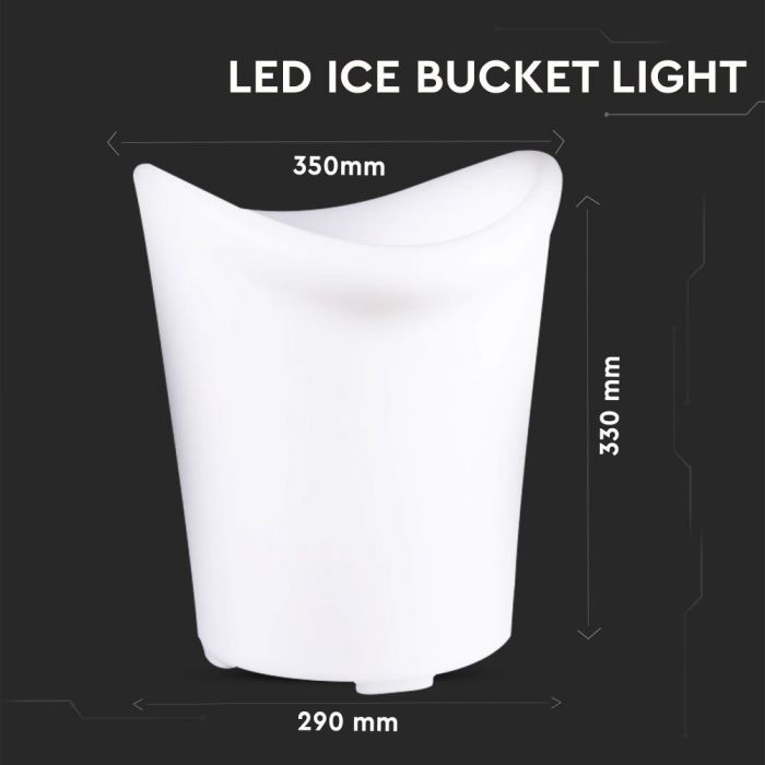 LED ICE BUCKET LIGHT RGBW RECHARGEABLE 1.5W 54lm 29X33X35 LLDPE WHITE IP54 DIMMABLE