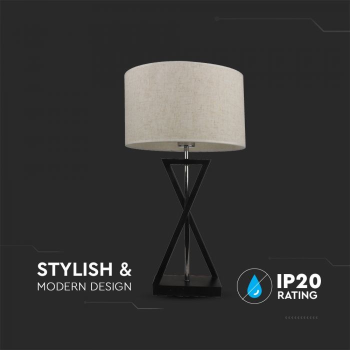 LED DESIGNER TABLE LAMP WITH IVORY SHADE+ROUND BLACK BASE+E27 HOLDER+SWITCH 30X18X55