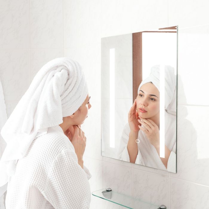 LED MIRROR RECTANGLE CHROME WITH TOUCH SWITCH 10W 3IN1 750lm 120° 700X500X35 IP44 ANTI-FOG