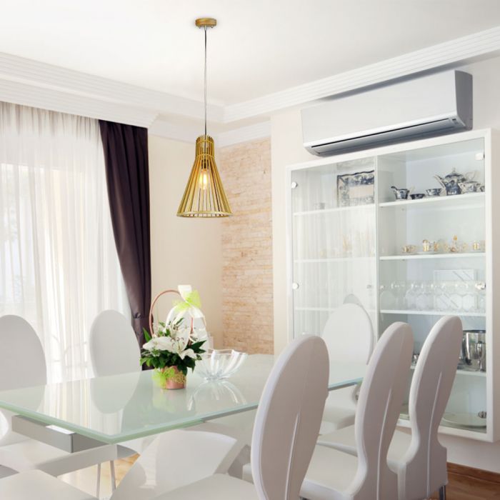 LED E27 PENDANT WITH CHROME DECORATIVE CAP/CANOPY ROUND 25X45 WOODEN
