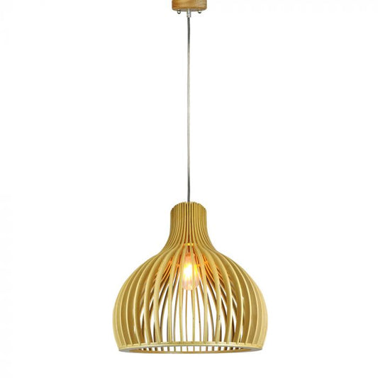LED E27 PENDANT WITH CHROME DECORATIVE CAP/CANOPY CONE 44X45 WOODEN
