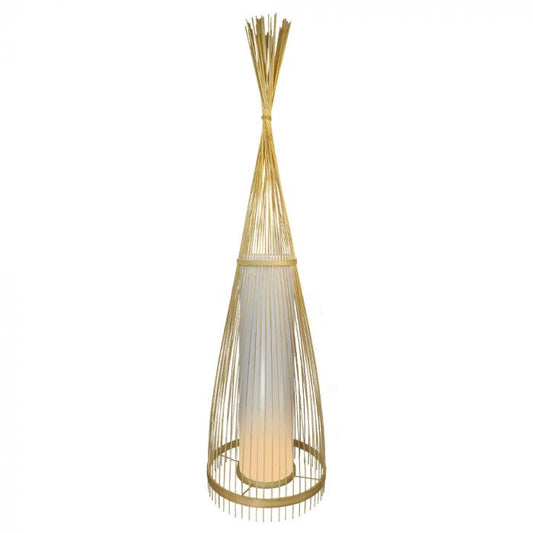 LED E27 FLOOR PENDANT WITH RATTAN  LAMPSHADE  ROUND 30X94 WOODEN