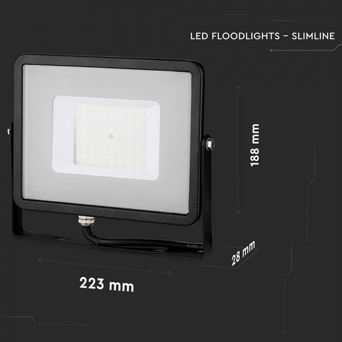 50W LED Floodlight SMD SAMSUNG Chip Slim Black Body White