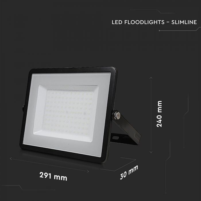 100W LED Floodlight SMD SAMSUNG Chip Slim Black Body White