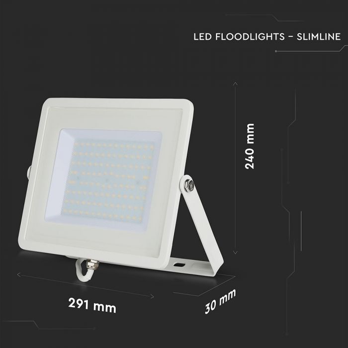 100W LED Floodlight SMD SAMSUNG Chip Slim White Body Natural White