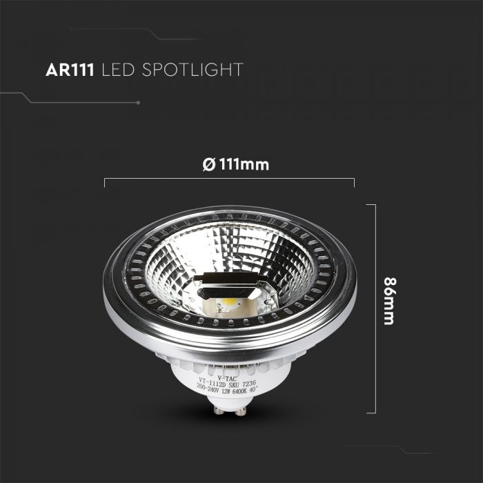 LED AR111(GU10) LAMP 12W CW 650lm 40°