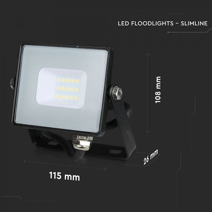 10W LED Floodlight SMD SAMSUNG Chip Slim Black Body 6400K