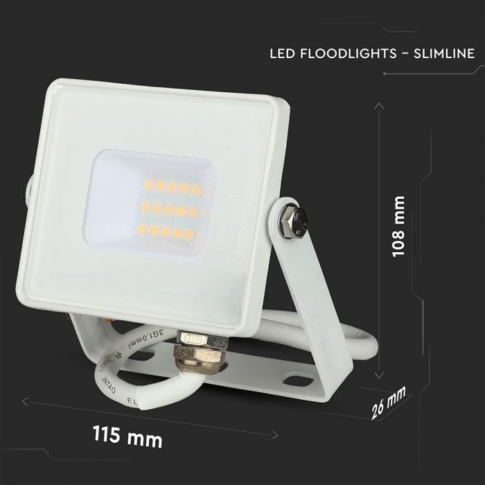 LED FLOOD SLIM 10W  DL 110° 800lm IP65 WHITE SAMSUNG CHIP