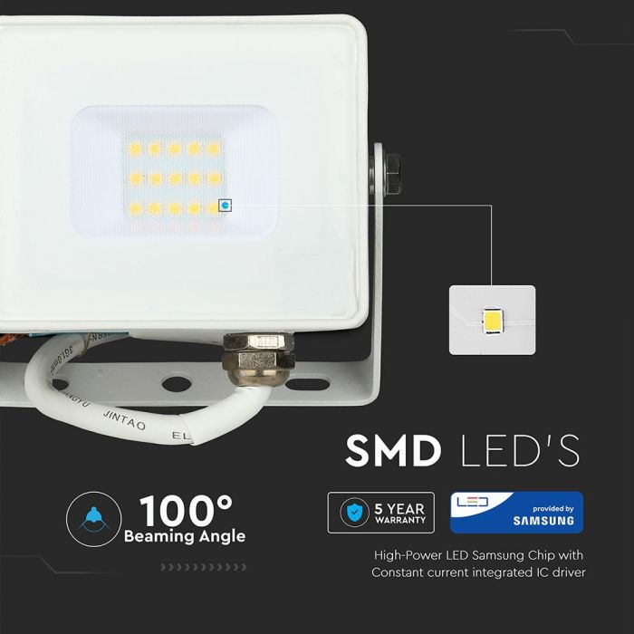 LED FLOOD SLIM 10W  DL 110° 800lm IP65 WHITE SAMSUNG CHIP