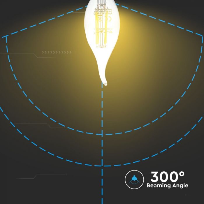 LED E14 FILAMENT LAMP 4W DL 400lm 300° 37X121 CANDLE FLAME