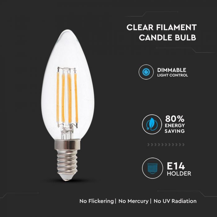 LED E14 FILAMENT LAMP 4W WW 320lm 300° 37X100 DIMMABLE