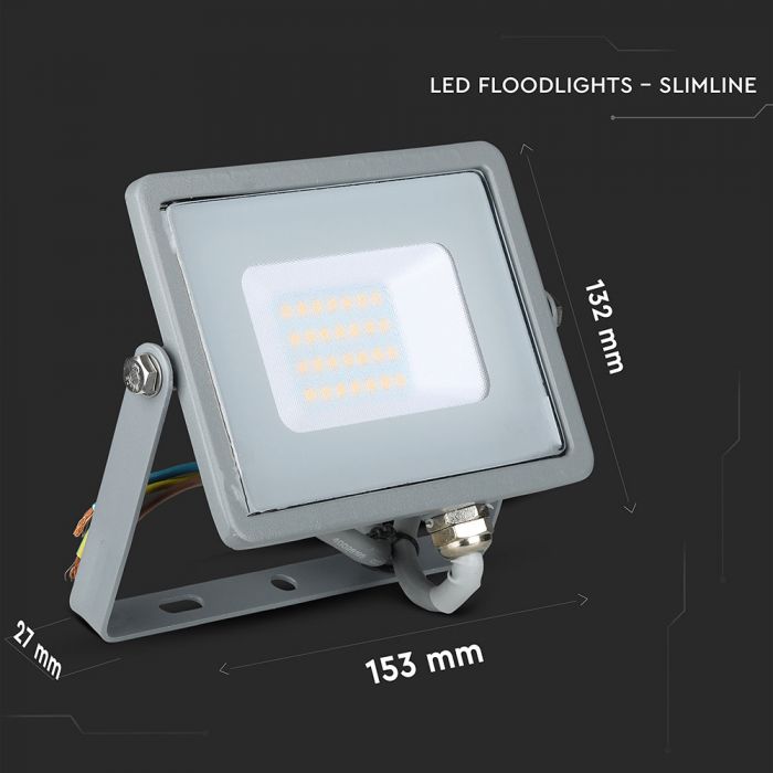20W LED Floodlight SMD SAMSUNG Chip Slim Grey Body 4000K