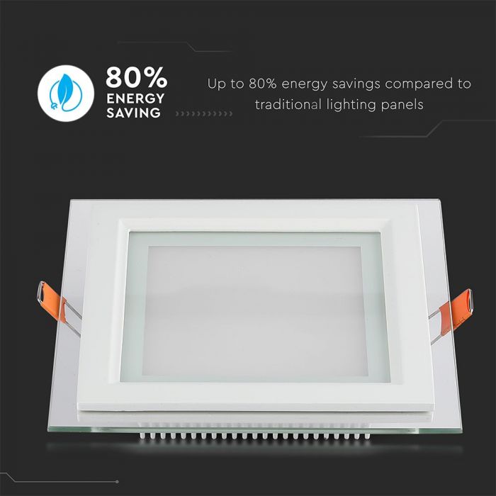 LED GLASS SQUARE DOWNLIGHT 6W CW 550lm 120° 94X94X32 (74)