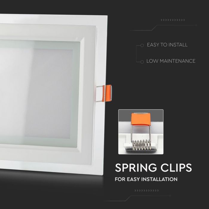 LED GLASS SQUARE DOWNLIGHT 6W CW 550lm 120° 94X94X32 (74)